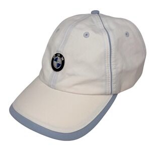 BMW Lifestyle Hat White Blue Adjustable Baseball Cap Embroidered Logo OSFA